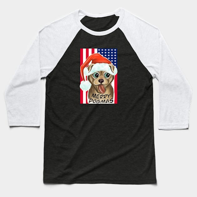 American Flag Dogmas / Merry Dogmas / christmas art Baseball T-Shirt by Print Art Station